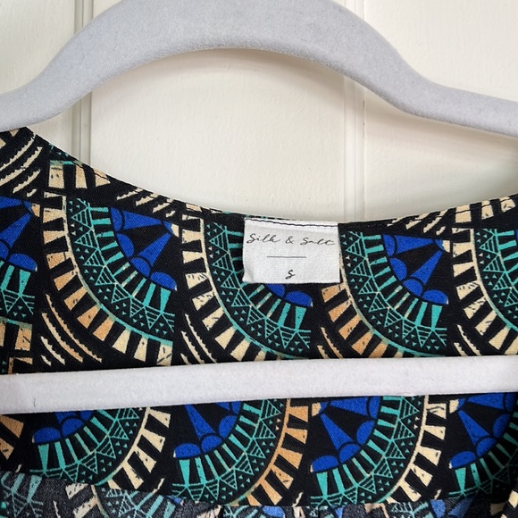 Silk & Salt Journey maxi dress. S small African Peacock blue green black print - Picture 2 of 3